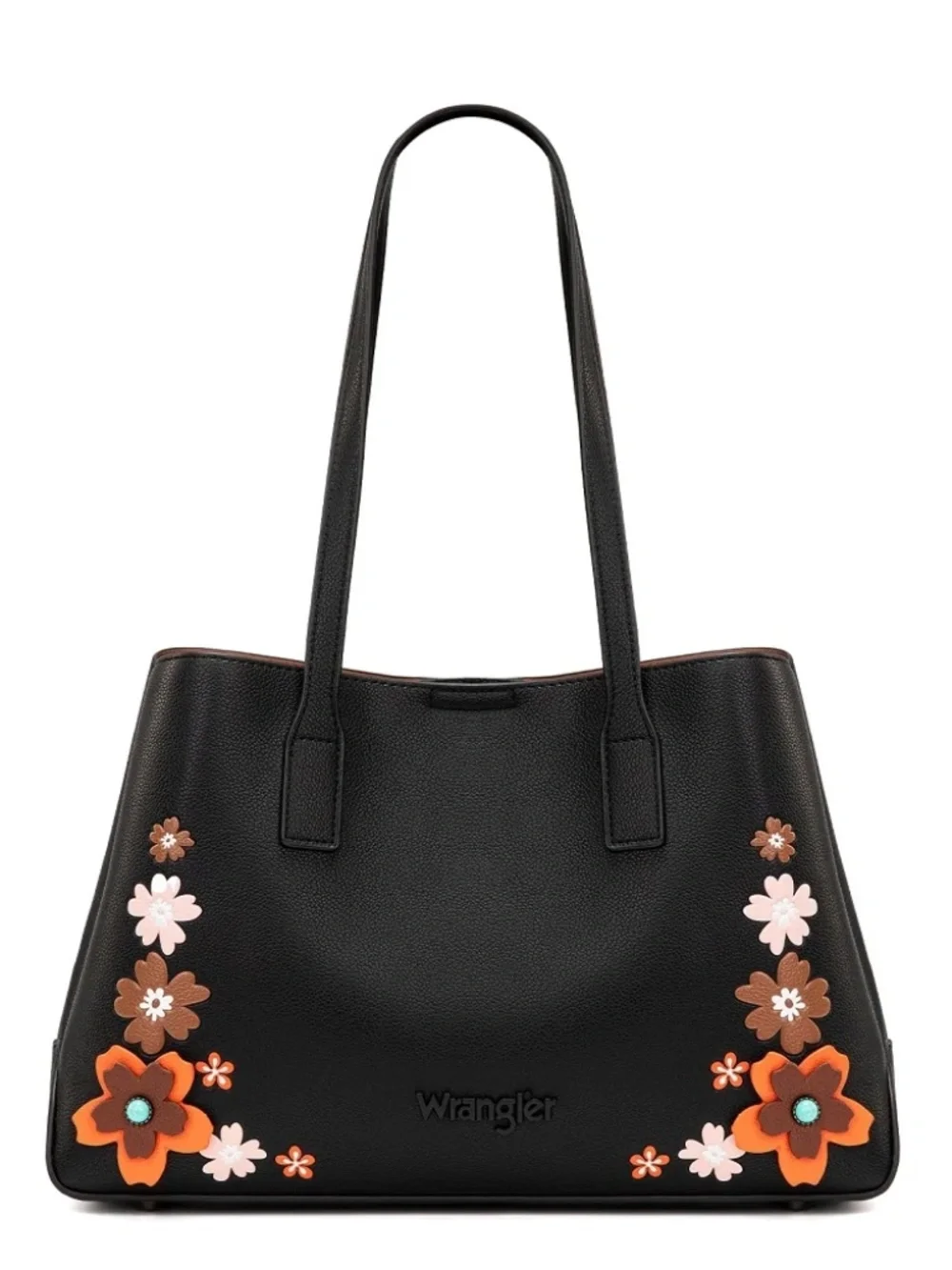 Wrangler Floral Accent Tote Shoulder Bag Black